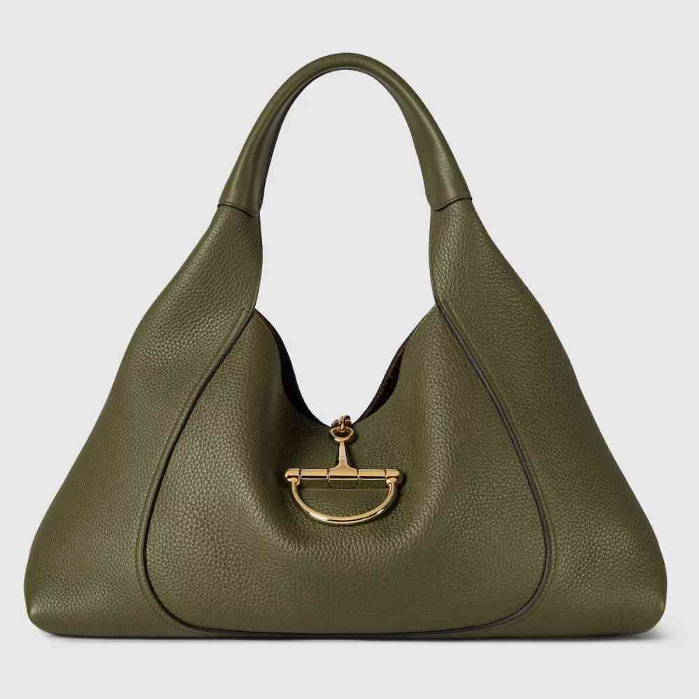 Green Gucci Softbit Maxi Brown Shoulder Bag
