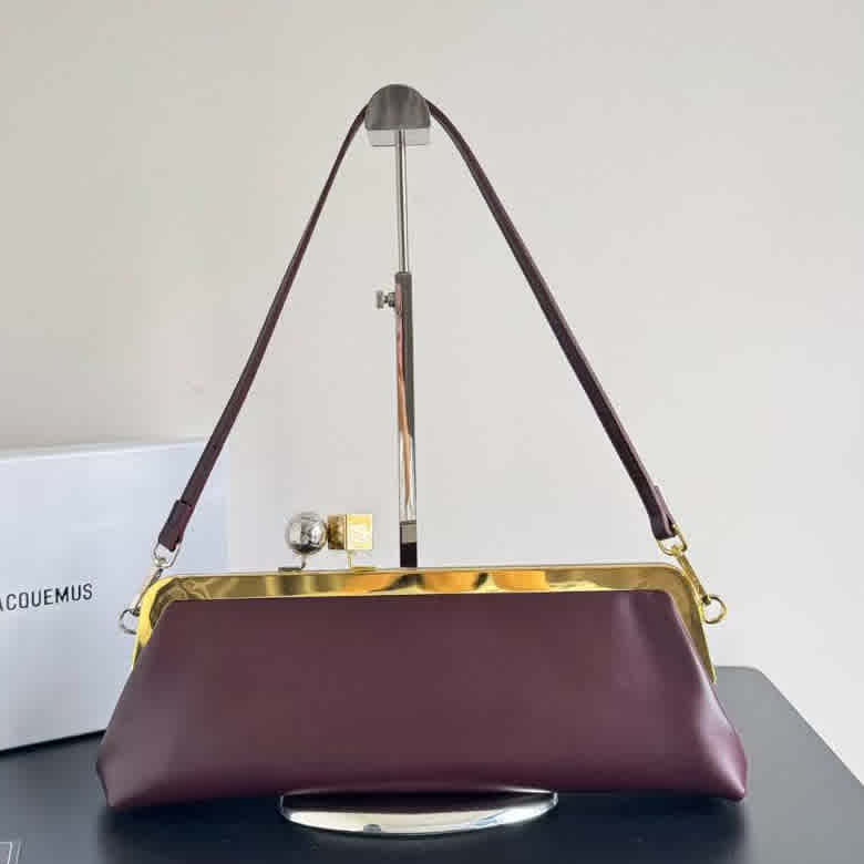 Wine Jacquemus Salon White Evening Clutch Bag