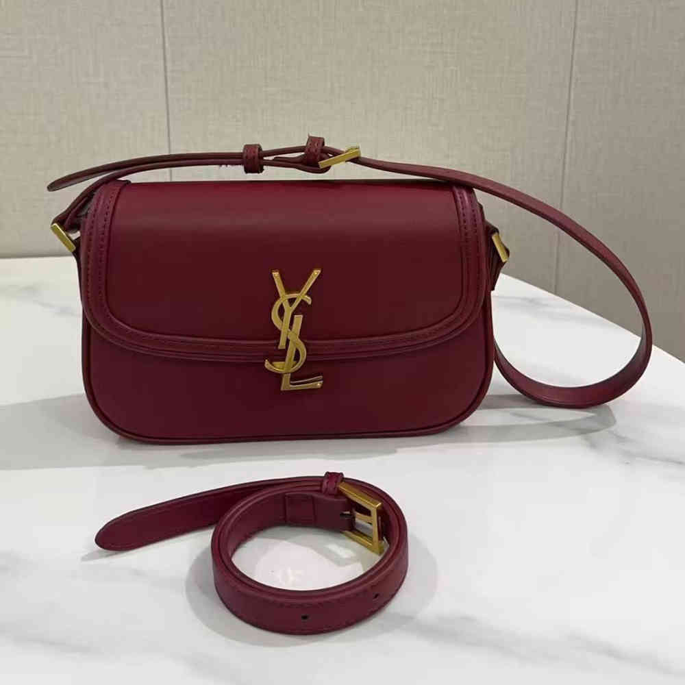 Wine YSL Solferino Green Shoulder Bag