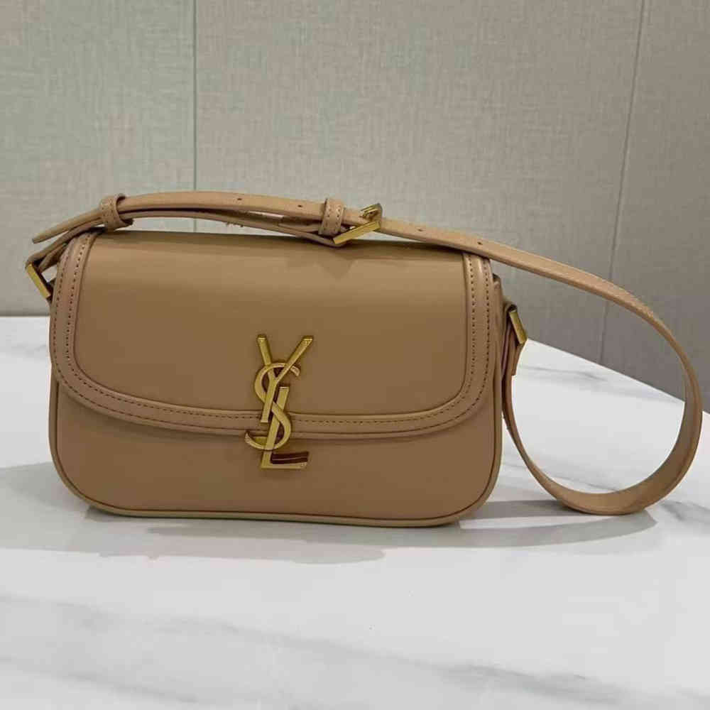 Brown YSL Solferino Green Shoulder Bag