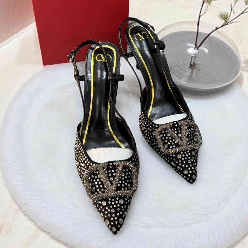 Valentino Black Premium Quality Heels Sandals-thumb-0