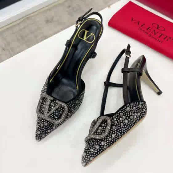 Valentino Black Premium Quality Heels Sandals-thumb-2