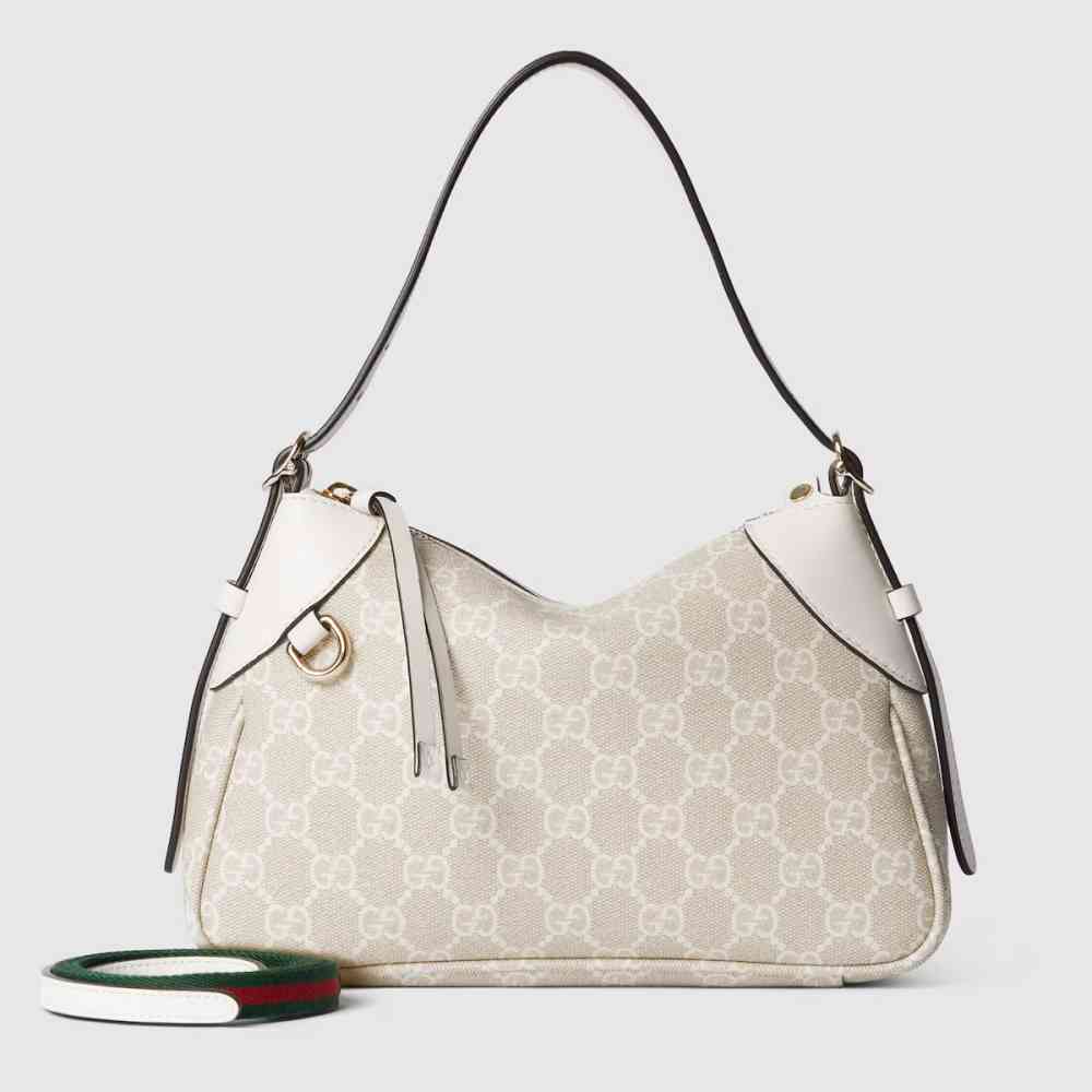 Gucci Emblem Nude Shade With White Contrast Bag With Dog charm Shoulder Bag-thumb-4