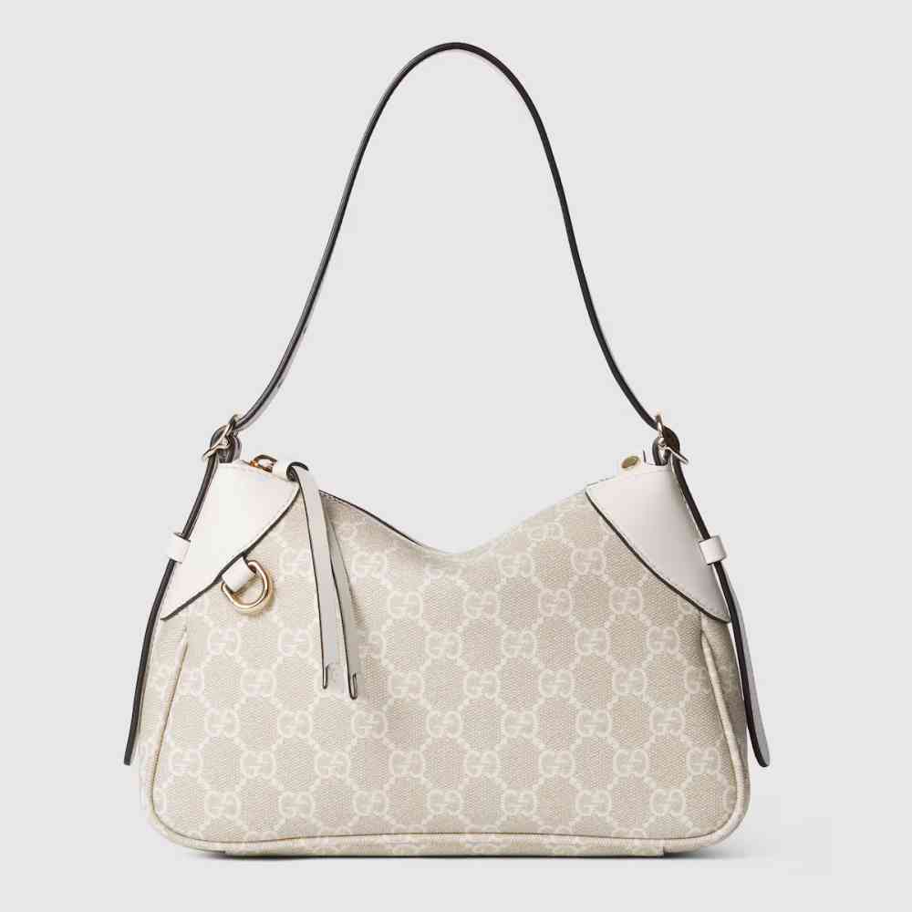 Gucci Emblem Nude Shade With White Contrast Bag With Dog charm Shoulder Bag-thumb-1