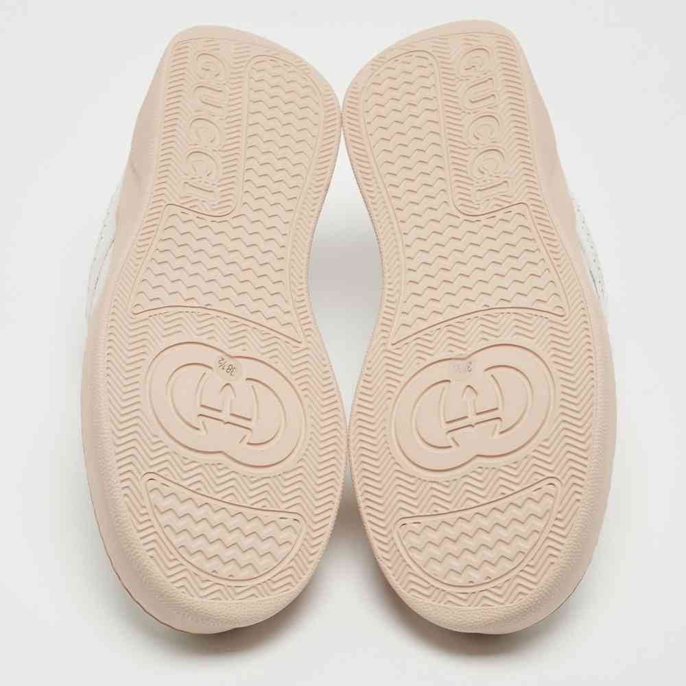 Gucci White GG Embossed Leather Low Top Sneakers-thumb-6