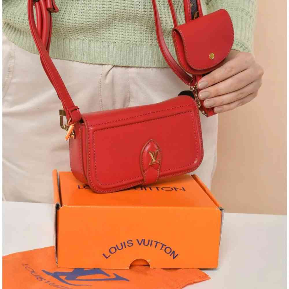 Red Louis Vuitton LV Canta Officer Black Sling Bag