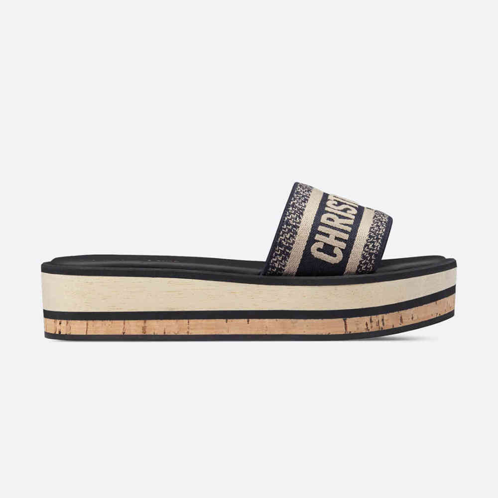 Blue Christian Dior Dway Brown Platform Slide