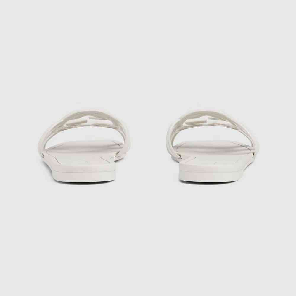 Gucci White Women's Interlocking G slide sandal-thumb-4