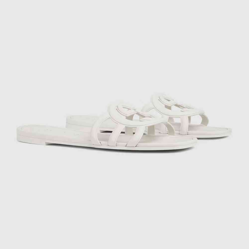 Gucci White Women's Interlocking G slide sandal-thumb-1