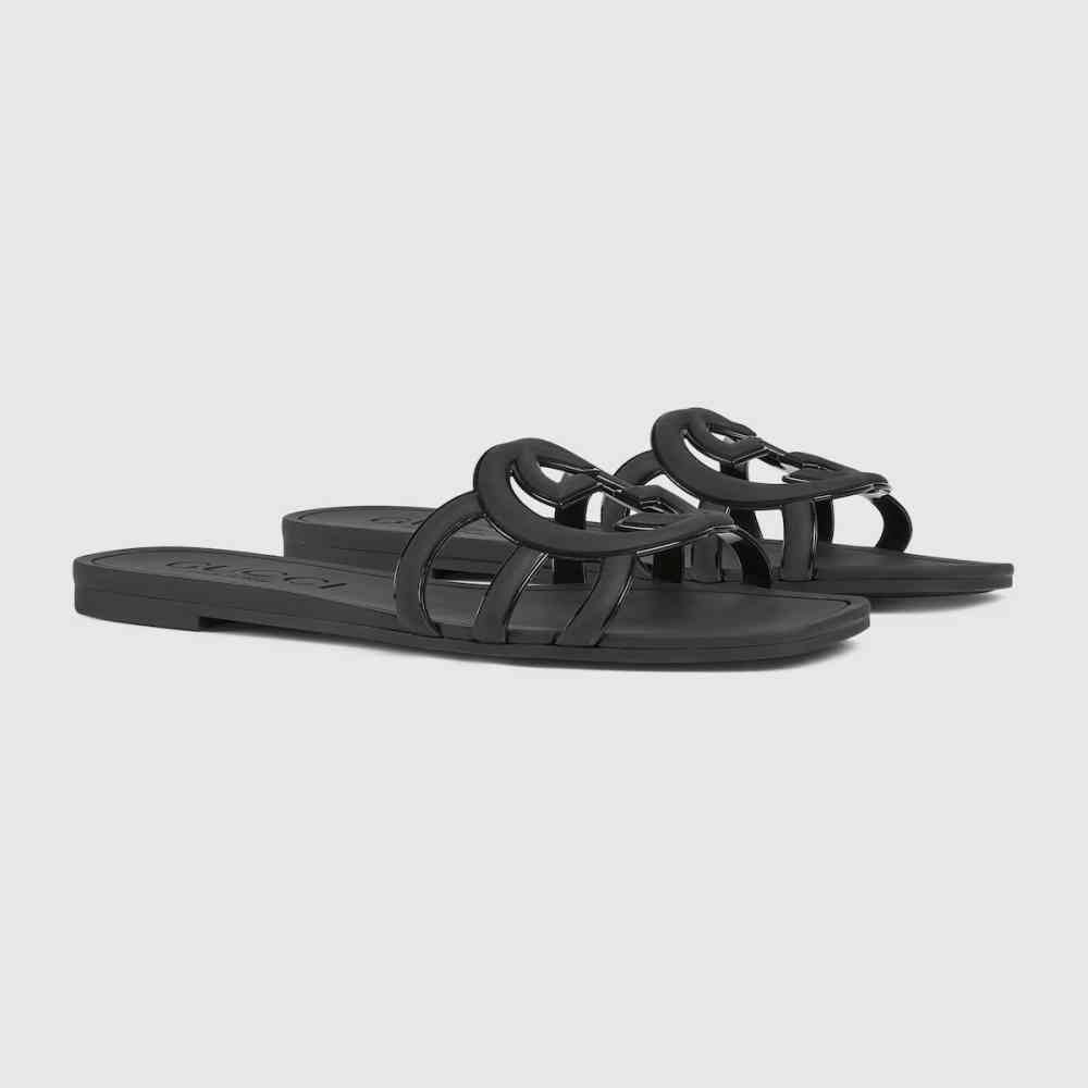 Gucci Black Women's Interlocking G slide sandal-thumb-1