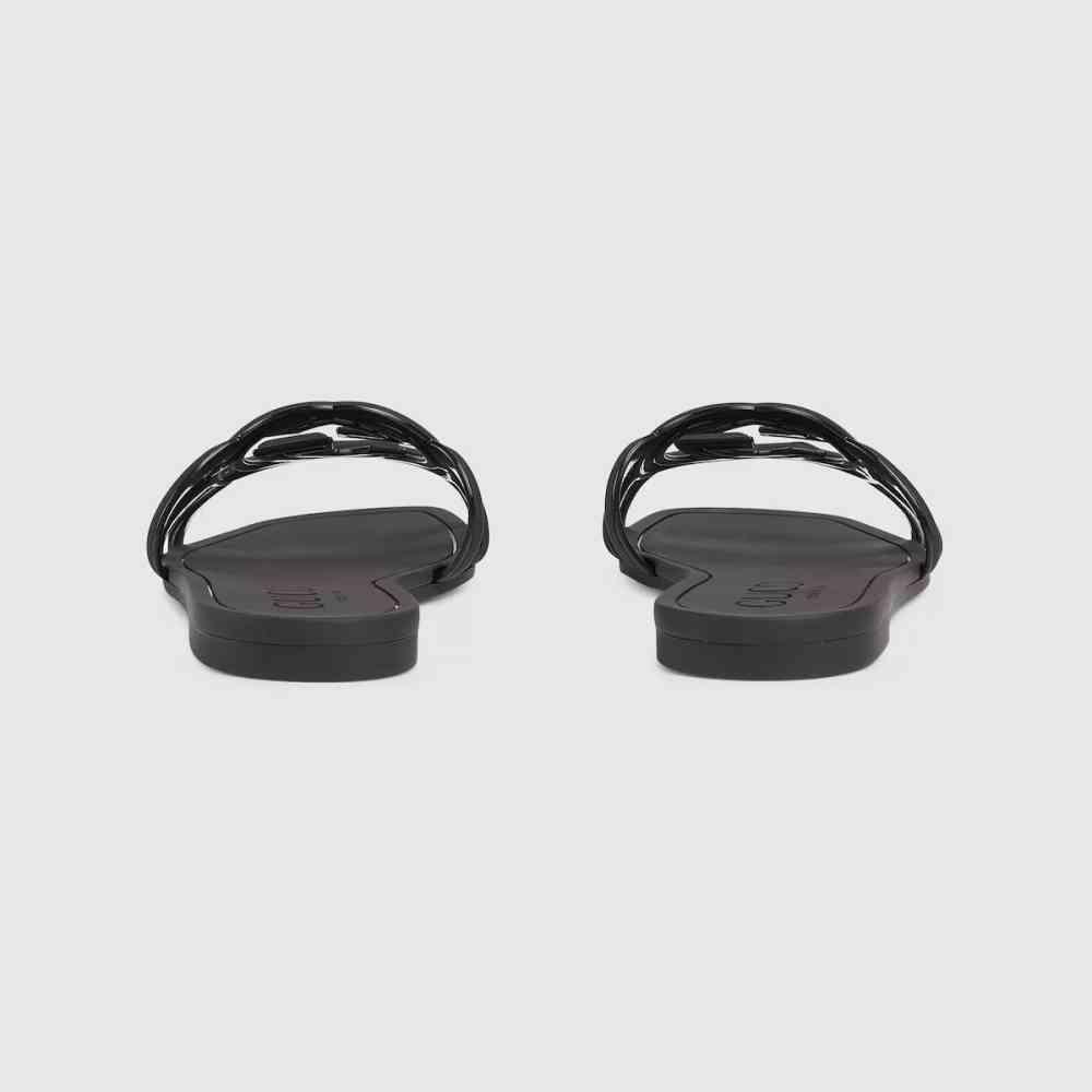 Gucci Black Women's Interlocking G slide sandal-thumb-4