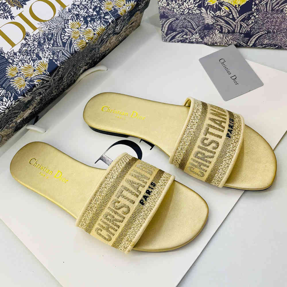 Golden Dior Silver Premium Quality Women's Flat Sandals