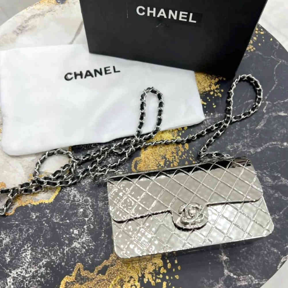Silver Chanel Metal Mini Golden Mini Sling Bag