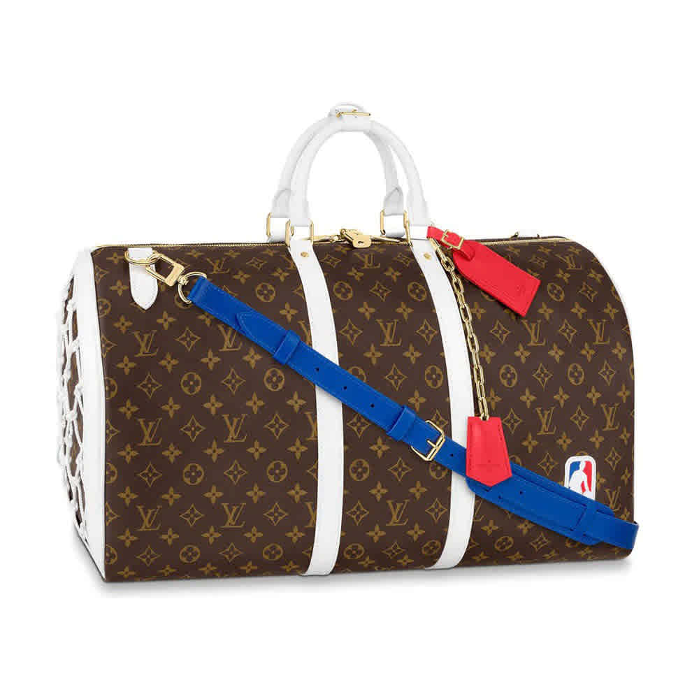 Brown Louis Vuitton x NBA White Basketball Keepall 55 Antartica Bag