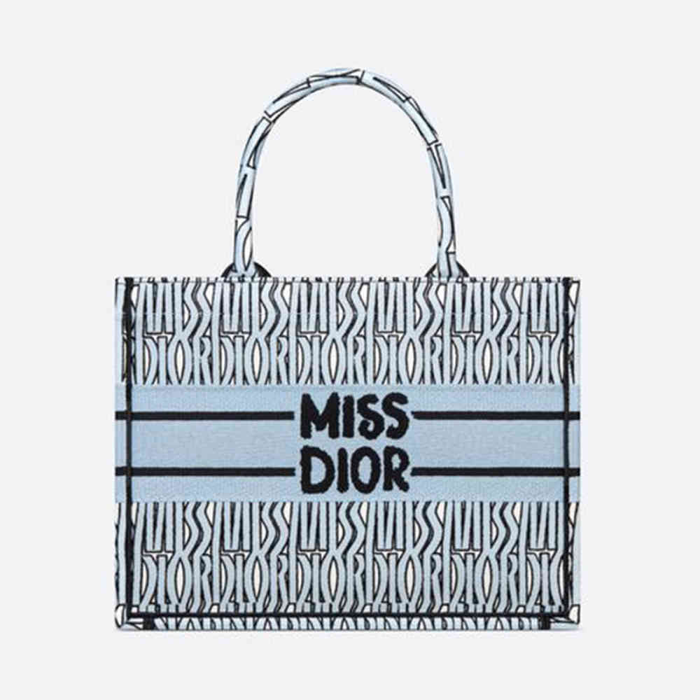 Blue Miss Dior Book Pink Tote Bag