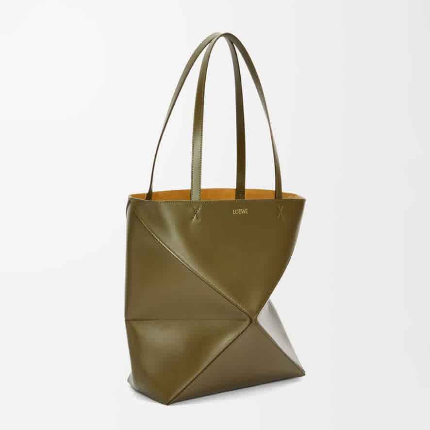 Loewe Puzzle Fold Green Bucket Bag-thumb-2