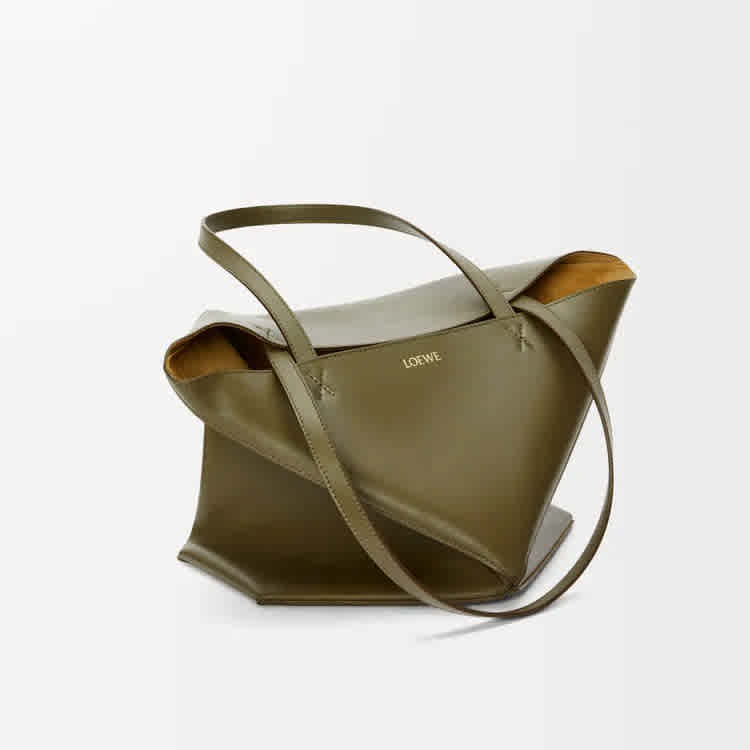 Loewe Puzzle Fold Green Bucket Bag-thumb-5