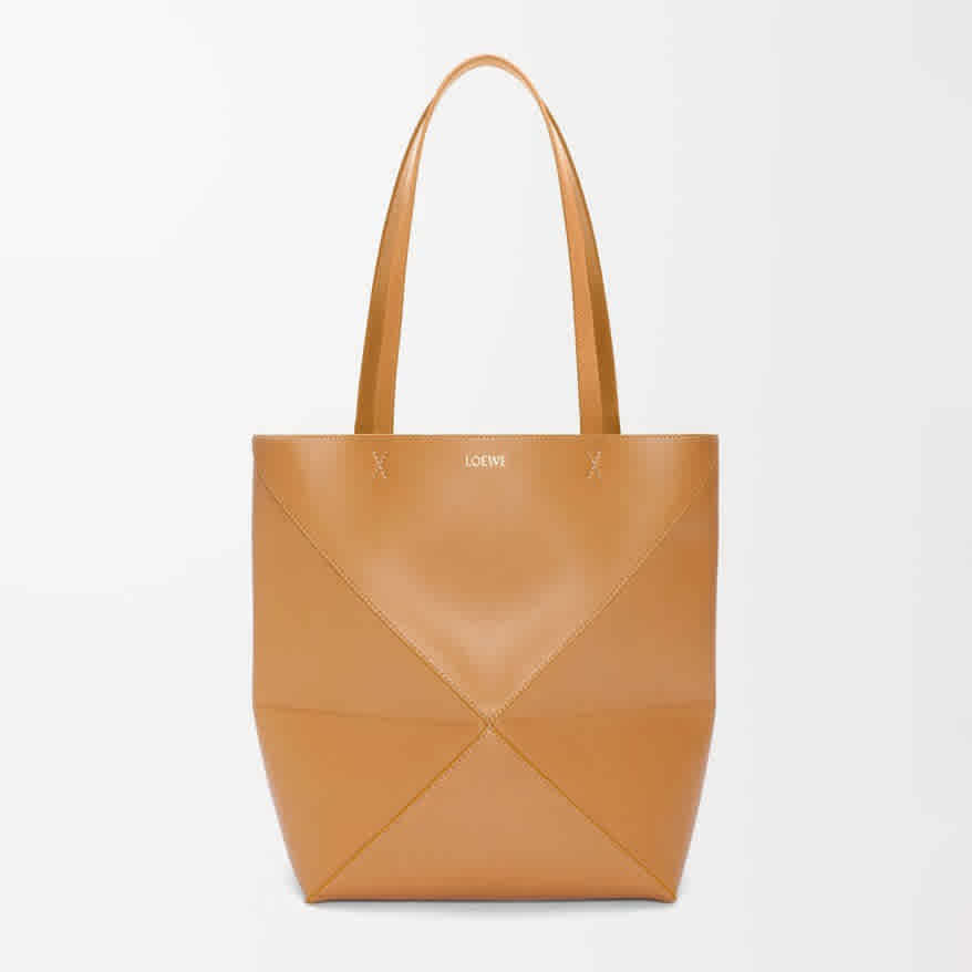 Brown Loewe Puzzle Fold Black Bucket Bag