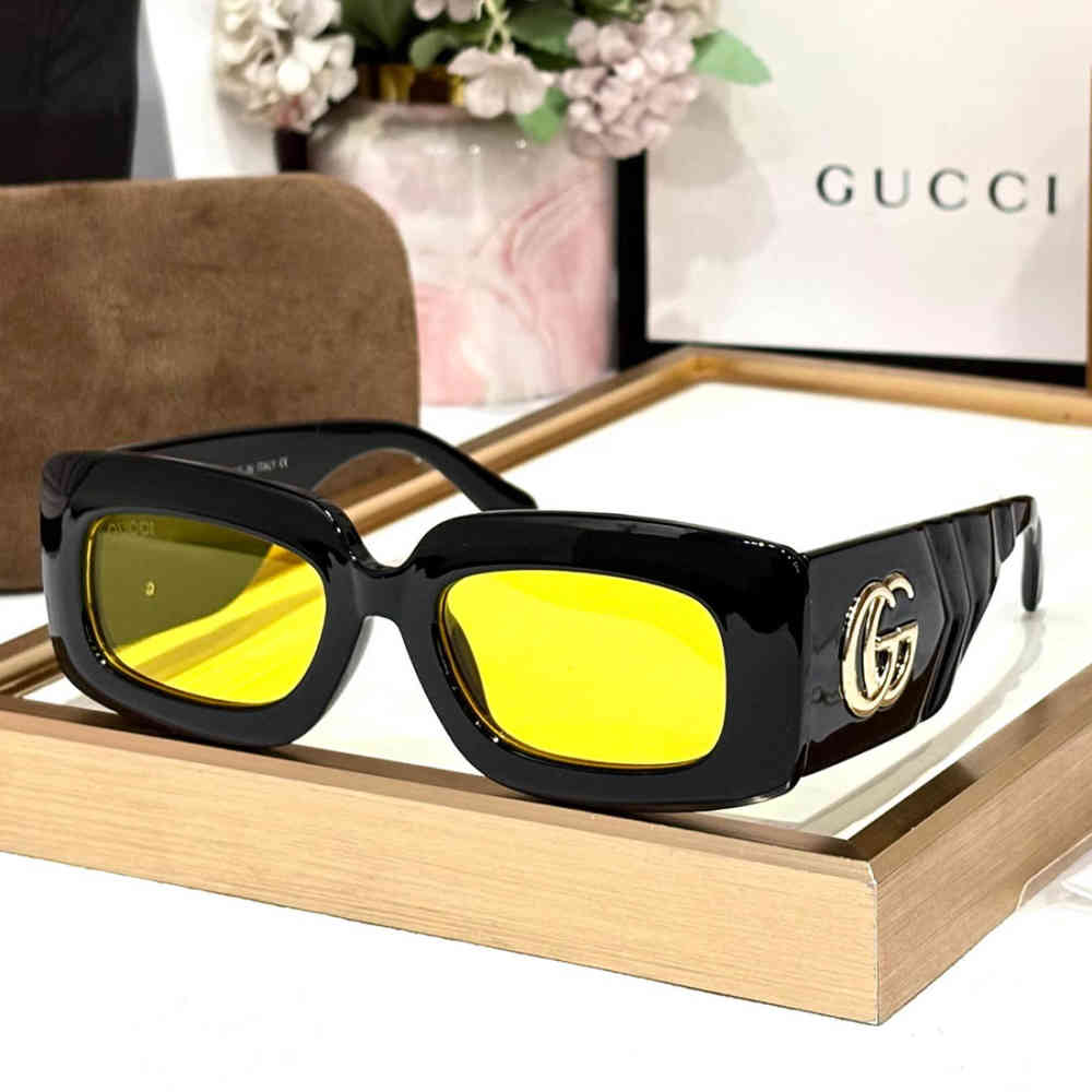 Yellow Gucci Black & Brown Premium Women's Sunglasses