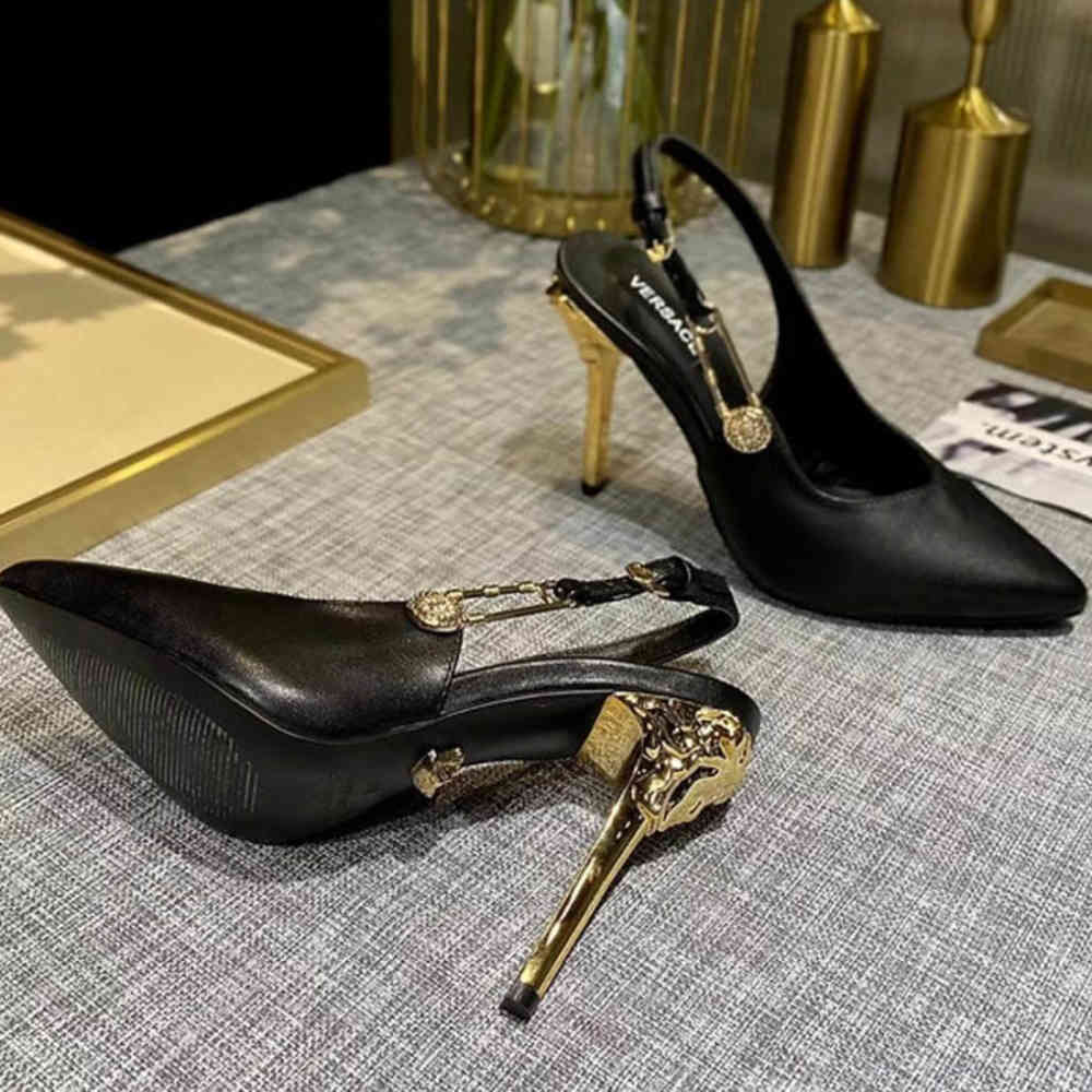 Versace Safety Pin Slingback Heels Sandals-thumb-1