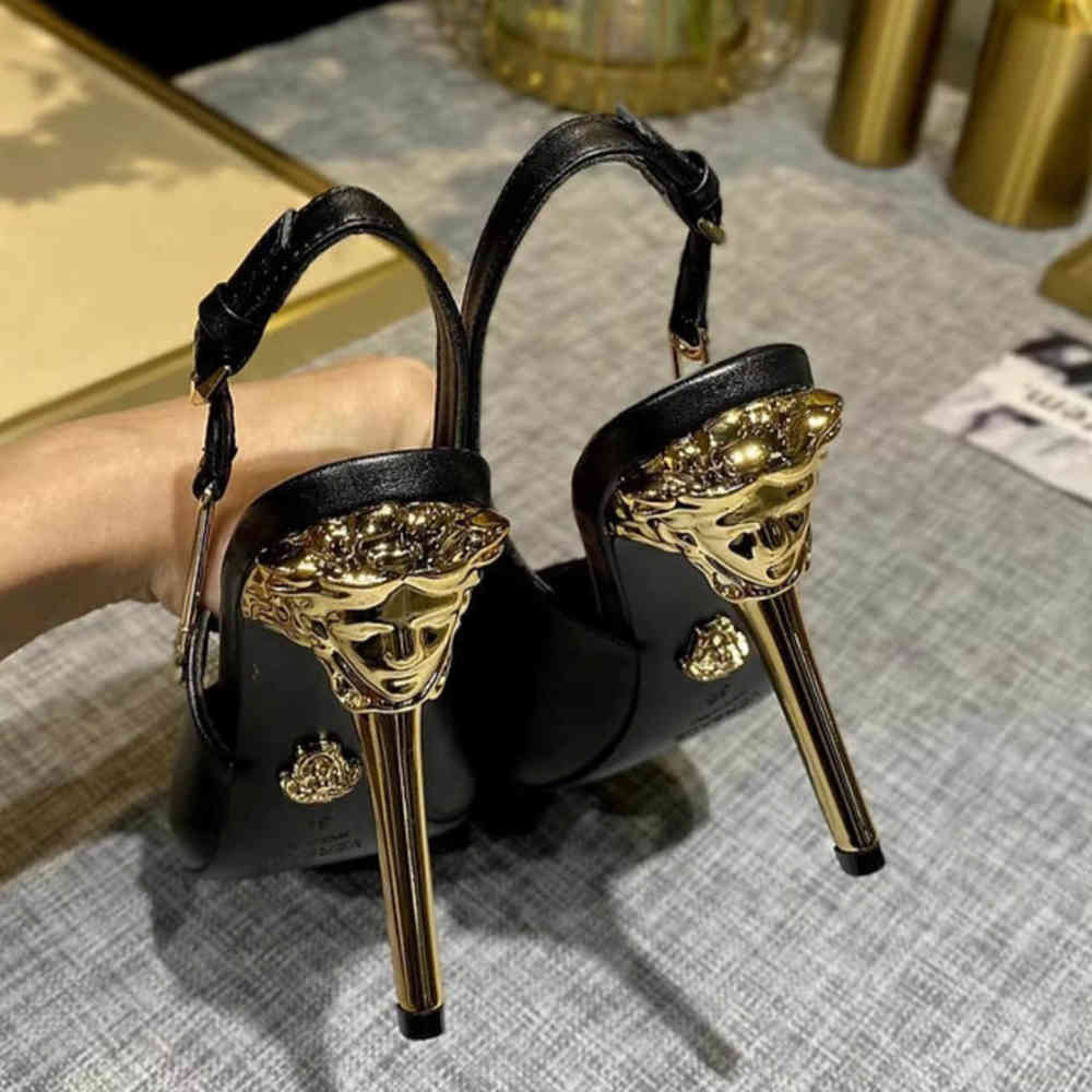 Versace Safety Pin Slingback Heels Sandals-thumb-2
