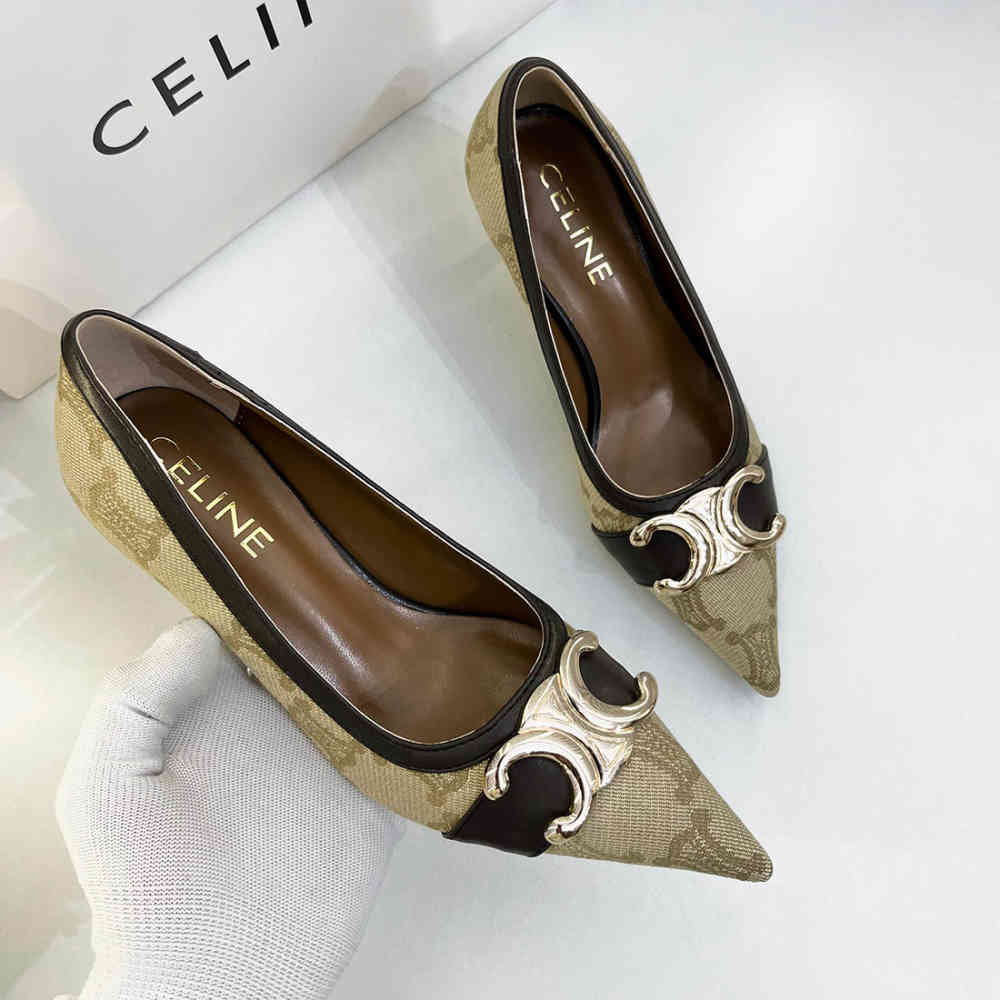 Celine Triomphe Canvas Pumps Heels Sandals-thumb-2