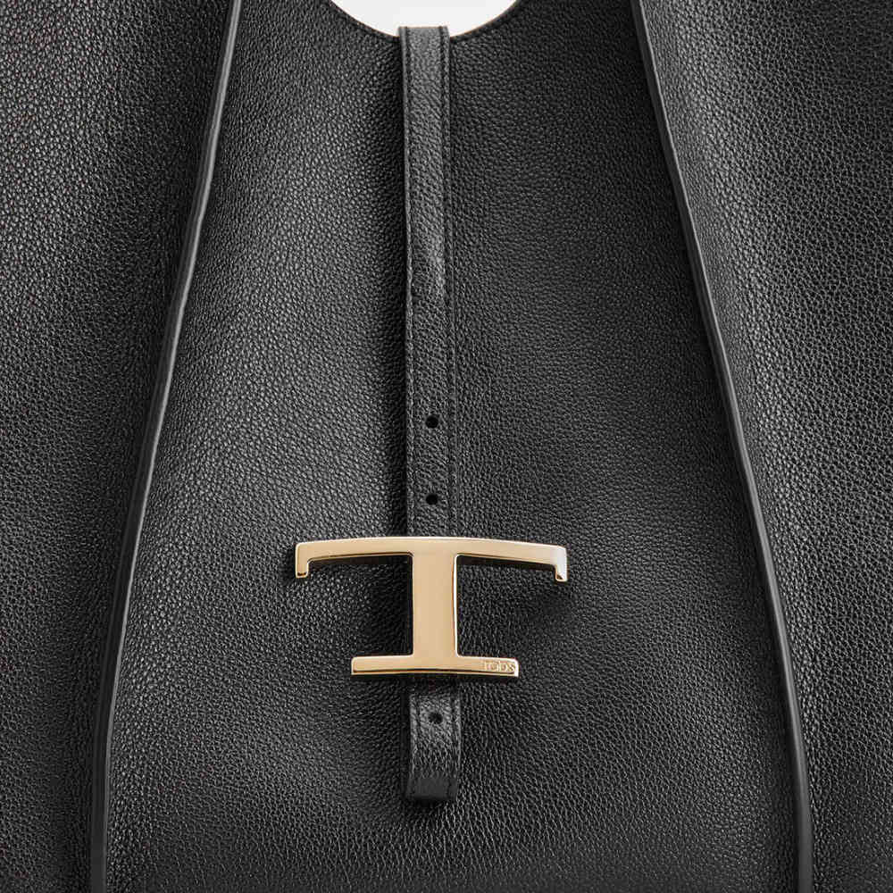 Tod's Timeless Black Leather Shopping Shoulder Bag-2