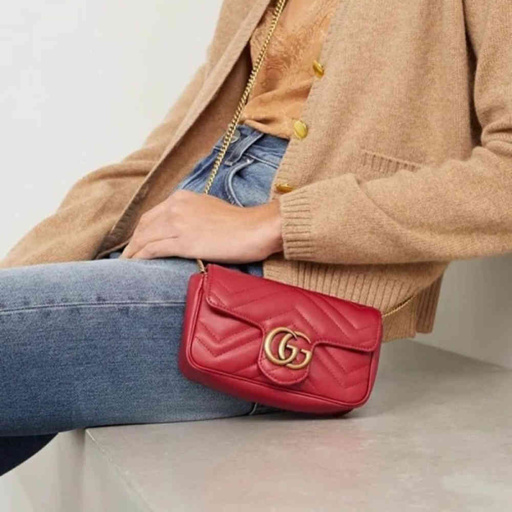 Gucci Red Super Mini Marmont Bag-1