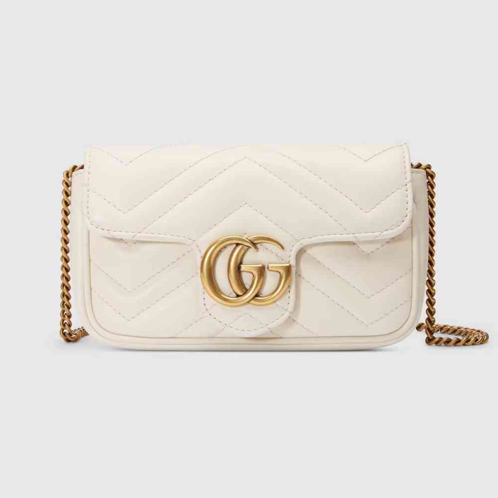 White Gucci Beige Super Mini Marmont Bag