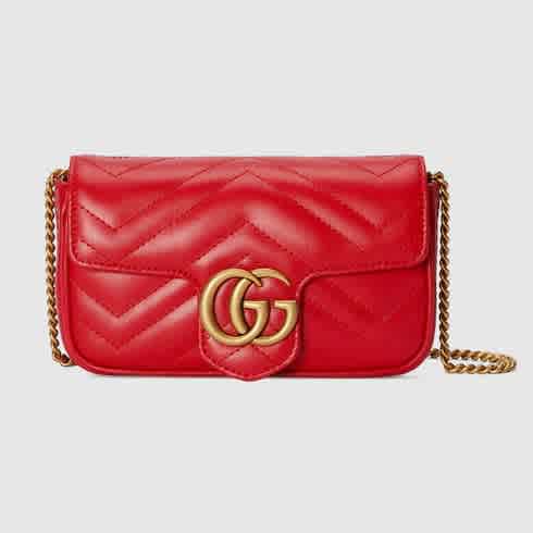 Red Gucci Beige Super Mini Marmont Bag
