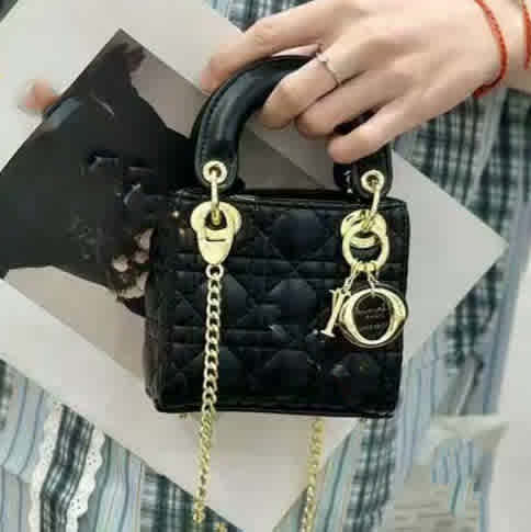 Lady Dior Mini Black Cannage Handbag-thumb-1
