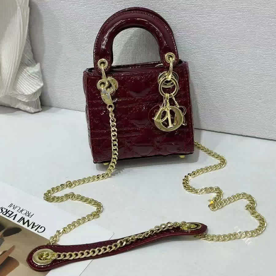 Lady Dior Mini Wine Cannage Handbag-thumb-0