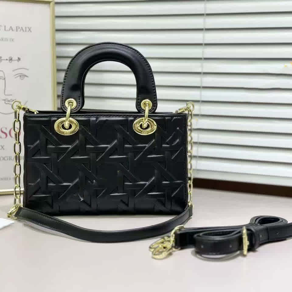 Black Lady Dior D-Joy Graphic Powder Pink Handbag