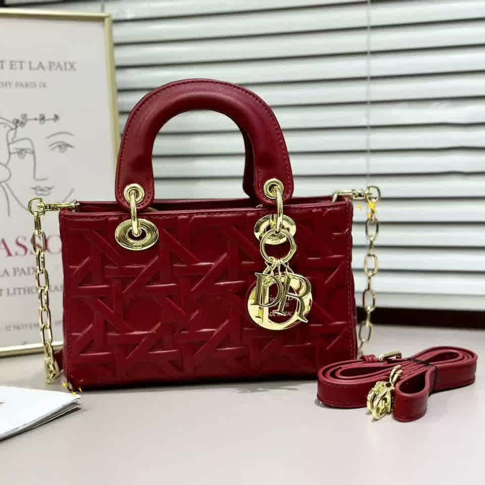 Red Lady Dior D-Joy Graphic Powder Pink Handbag