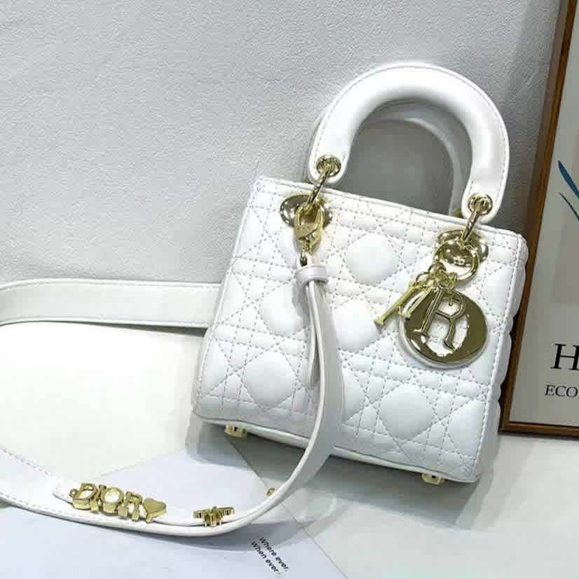 White Lady Dior Signature Black Handbag