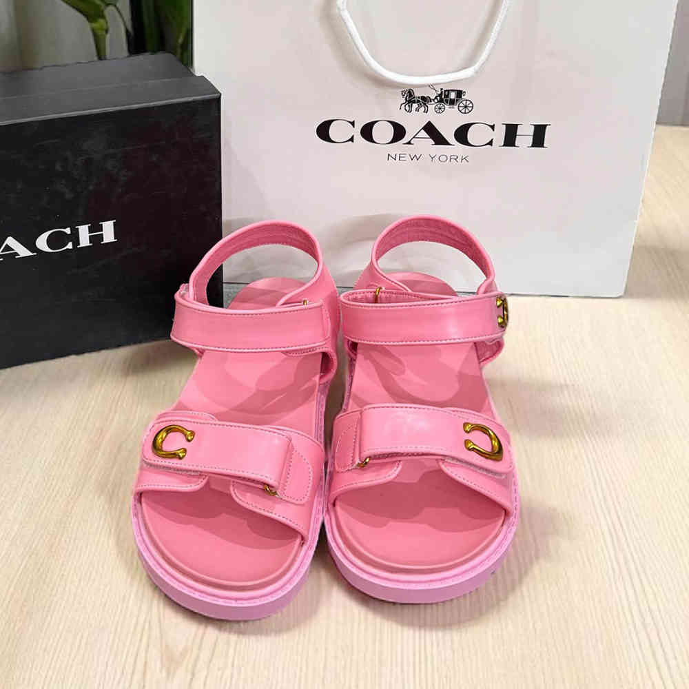 Pink Coach Black Brynn Women's Flat Sandal