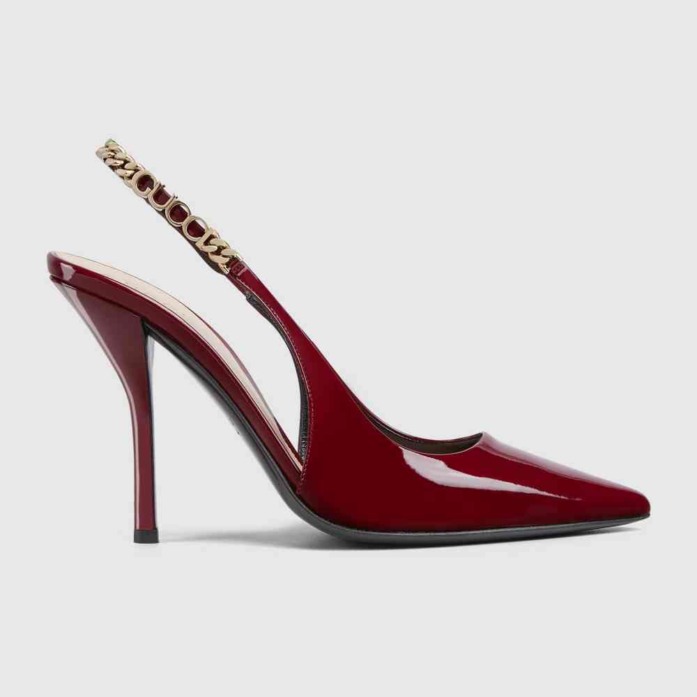 Gucci Signoria Red Slingback Heels Sandles-thumb-1