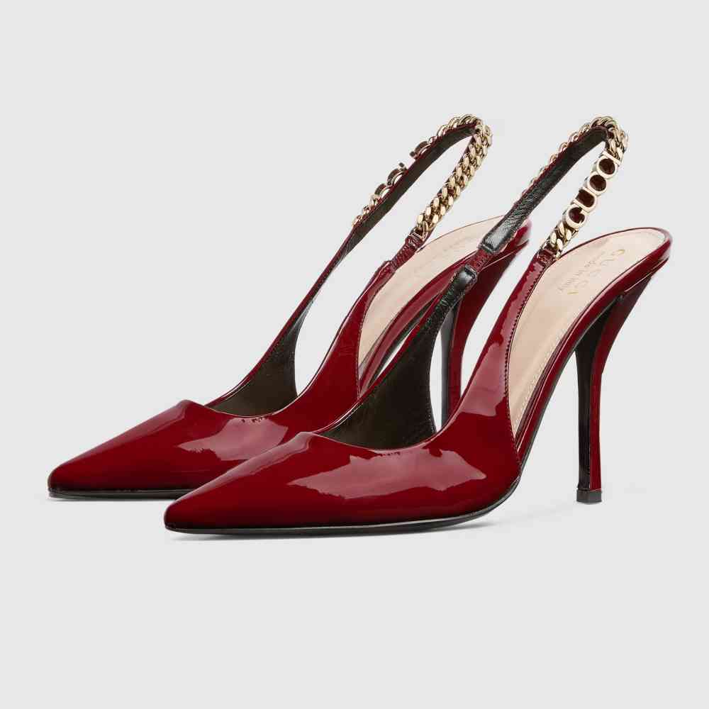 Gucci Signoria Red Slingback Heels Sandles-thumb-6