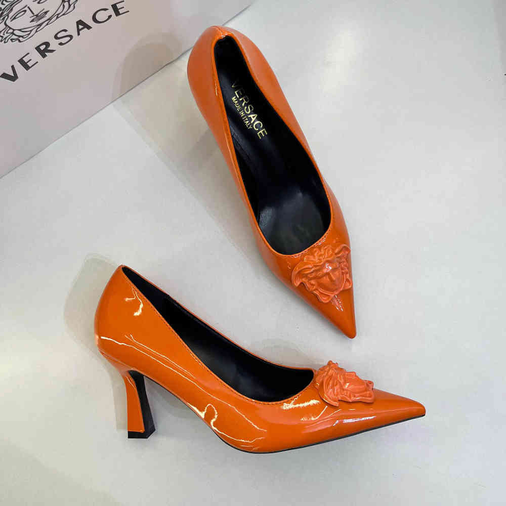 Versace La Medusa Orange Heels Sandles-thumb-2