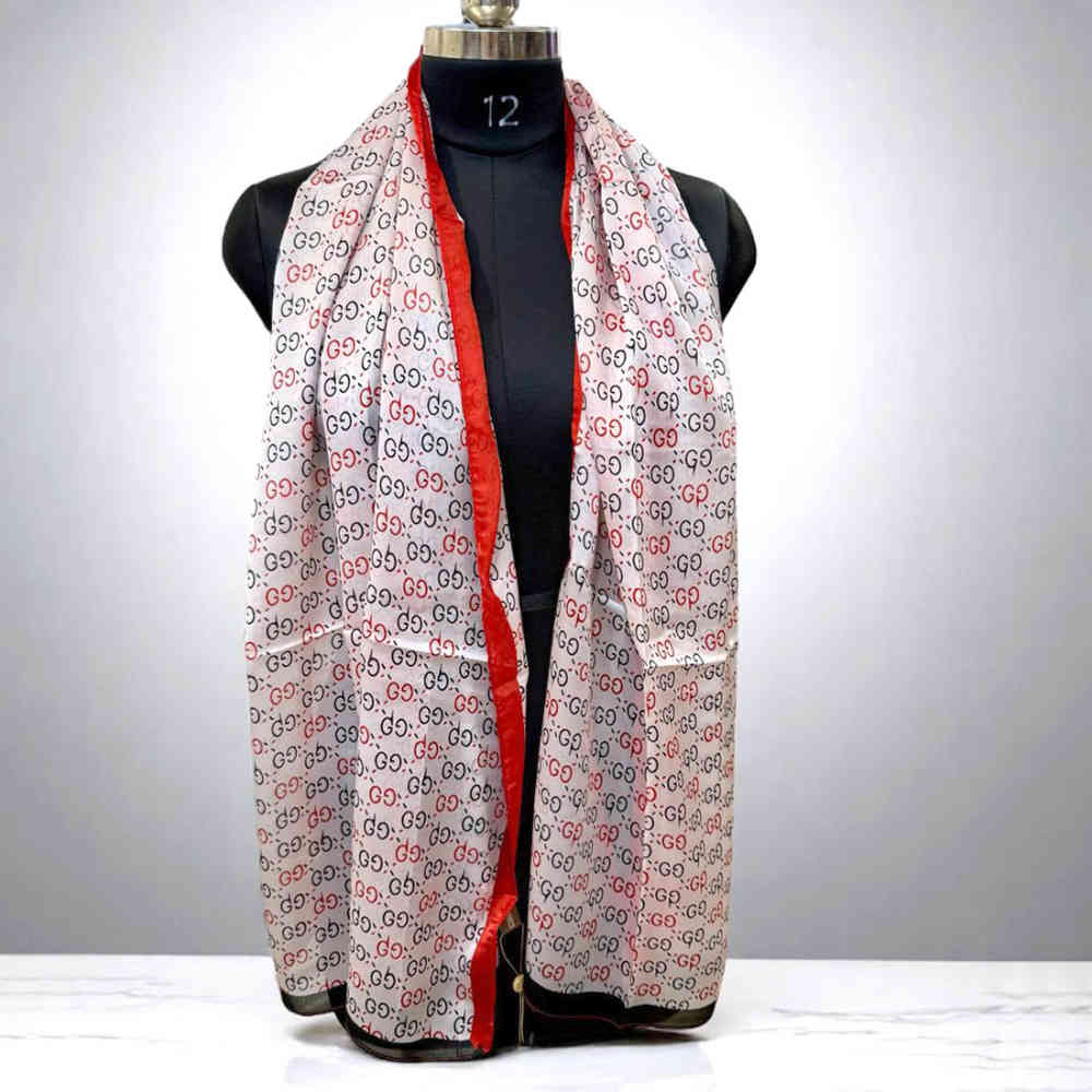 Gucci GG Monogram Logo Red Silk Stole-1