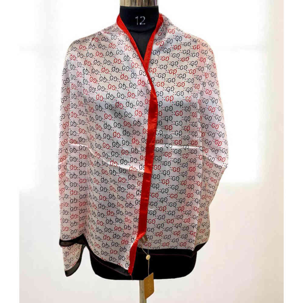 Gucci GG Monogram Logo Red Silk Stole-3