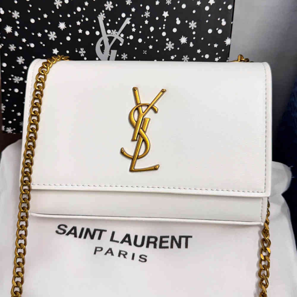 White YSL Kate Black Sling Bag