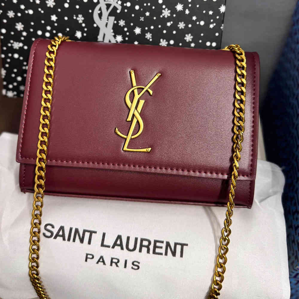 Wine YSL Kate Black Sling Bag