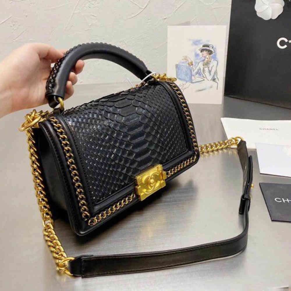 Chanel Le Boy Python Leather Bag-1
