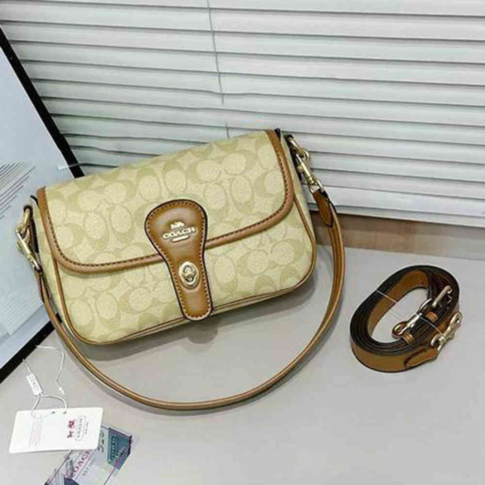 Cream Coach Hadley Brown Shoulder Bag