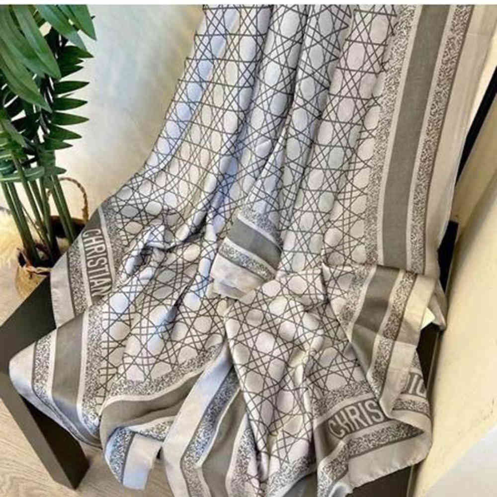 Grey Christian Dior Premium Quality Blue Silk Stole