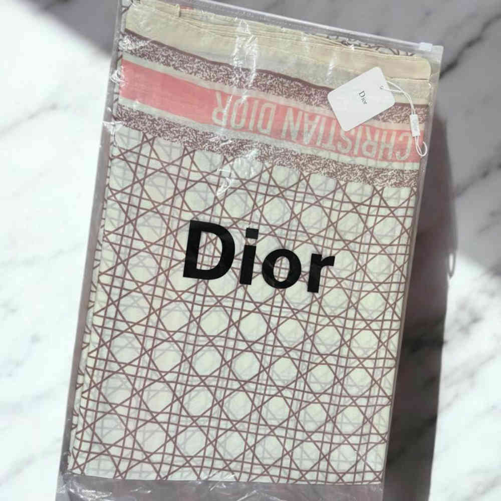 Christian Dior Premium Quality Pink & Cream Silk Stole-thumb-2