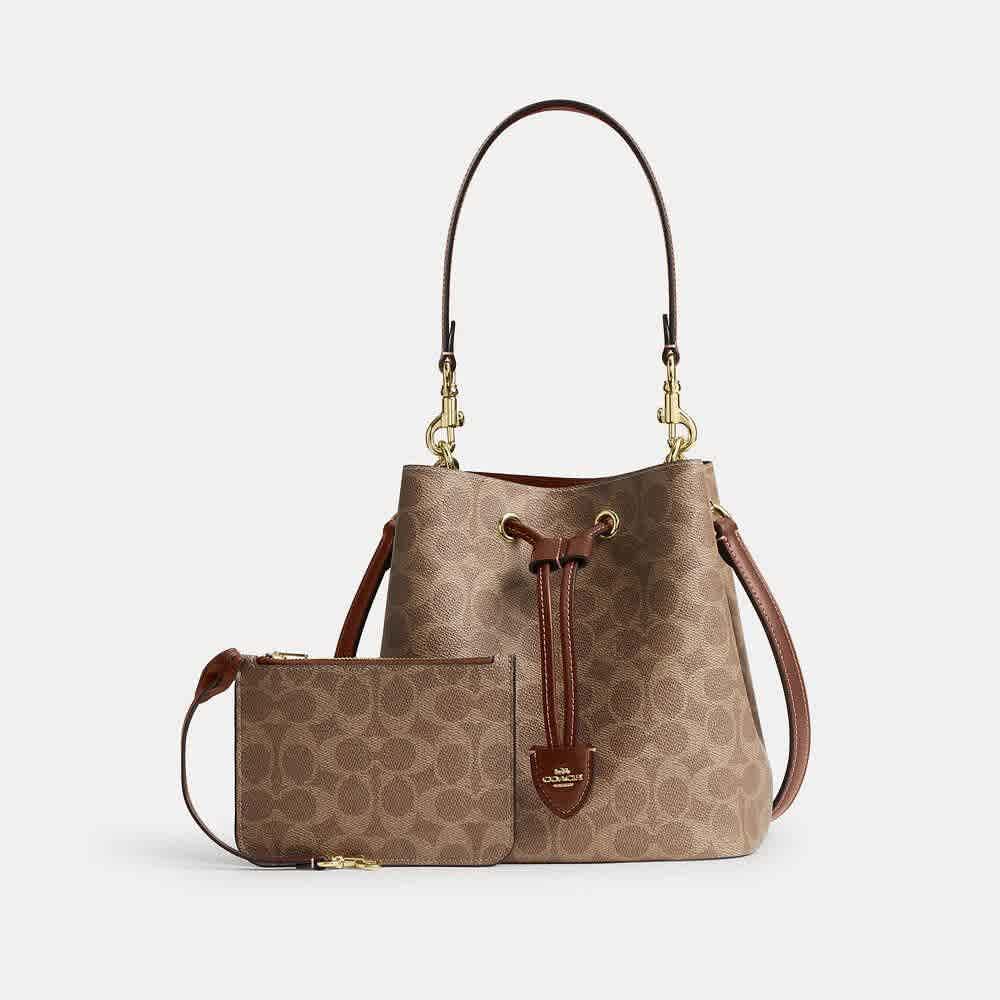 Coach Rowan Beige Bucket Bag-thumb-0