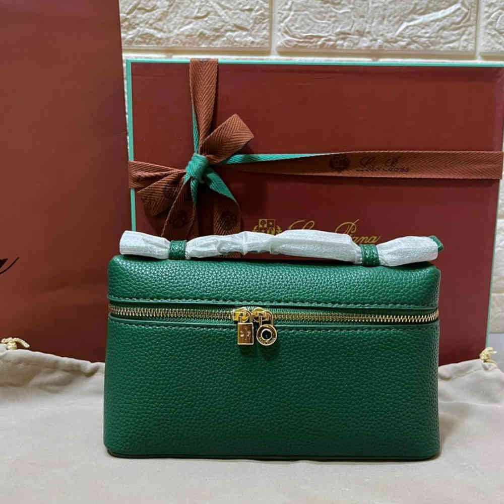 Green Loro Piana Solid Colours Brown Leather Crossbody Bag