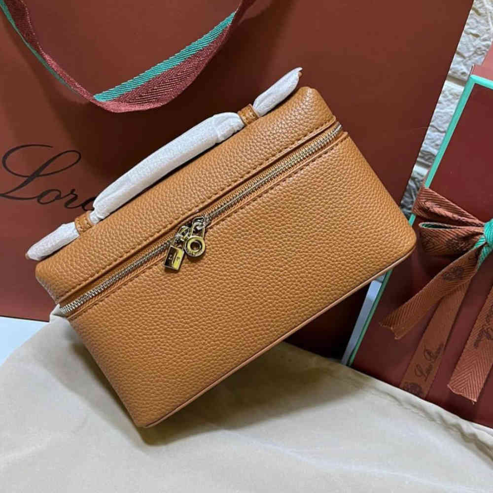 Brown Loro Piana Solid Colours Wine Leather Crossbody Bag